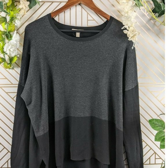 Eileen Fisher Sweaters | Eileen Fisher Color Block Grey and Black Viscose Nylon Knit Sweater Size Small | Color: Black | Size: S | Clovercollect's